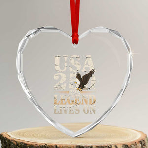 USA 250 The Legend Lives On Heart Crystal Glass Ornament Patriotic Eagle for Semiquincentennial 2026 TS02 Transparent Glass 3'' Heart Print Your Wear