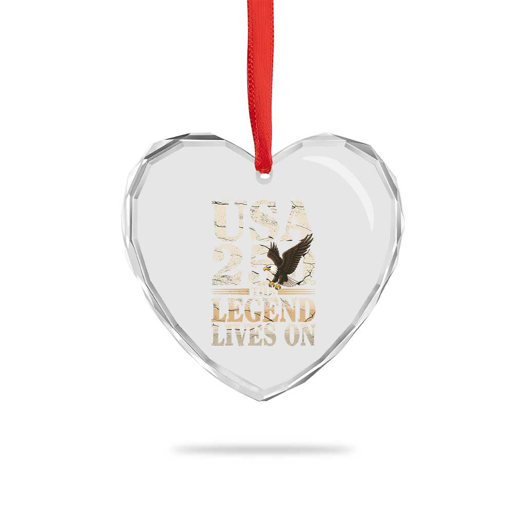 USA 250 The Legend Lives On Heart Crystal Glass Ornament Patriotic Eagle for Semiquincentennial 2026 TS02 Print Your Wear