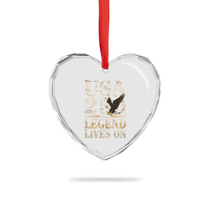 USA 250 The Legend Lives On Heart Crystal Glass Ornament Patriotic Eagle for Semiquincentennial 2026 TS02 Print Your Wear