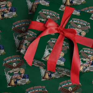 USA 250 Year Birthday Patriotic Celebration Wrapping Paper Roll Trump Eagle and Liberty Bday Cake TS02 Green Print Your Wear