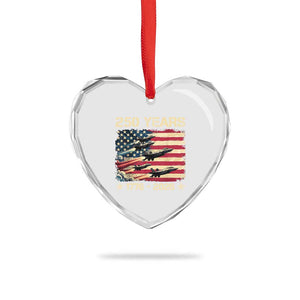 USA 250 Years 1776 2026 Patriotic Jets Trail American Flag Heart Crystal Glass Ornament TS11 Print Your Wear