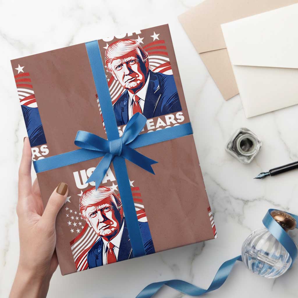 USA 250 Years 1776-2026 Trump Patriotic Portrait Wrapping Paper Roll American Flag Semiquincentennial Celebration TS02 Mocha Print Your Wear