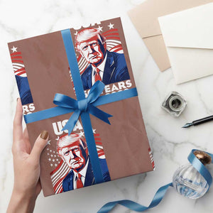 USA 250 Years 1776-2026 Trump Patriotic Portrait Wrapping Paper Roll American Flag Semiquincentennial Celebration TS02 Mocha Print Your Wear