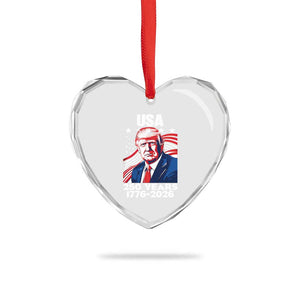 USA 250 Years 1776-2026 Trump Patriotic Portrait Heart Crystal Glass Ornament American Flag Semiquincentennial Celebration TS02 Print Your Wear