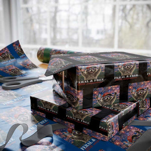 USA 250 Years Freedom Wrapping Paper Roll Feral and Free Funny Raccoon Driking Beer 4th of July TS14 Black Print Your Wear