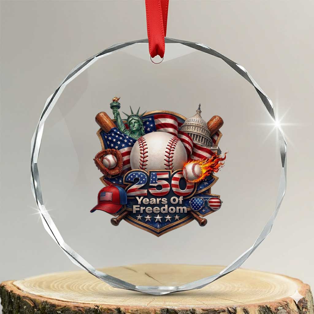 USA 250 Years Of Freedom Baseball Graphic Crystal Glass Ornament TS12 Transparent Glass 3'' Circle Print Your Wear