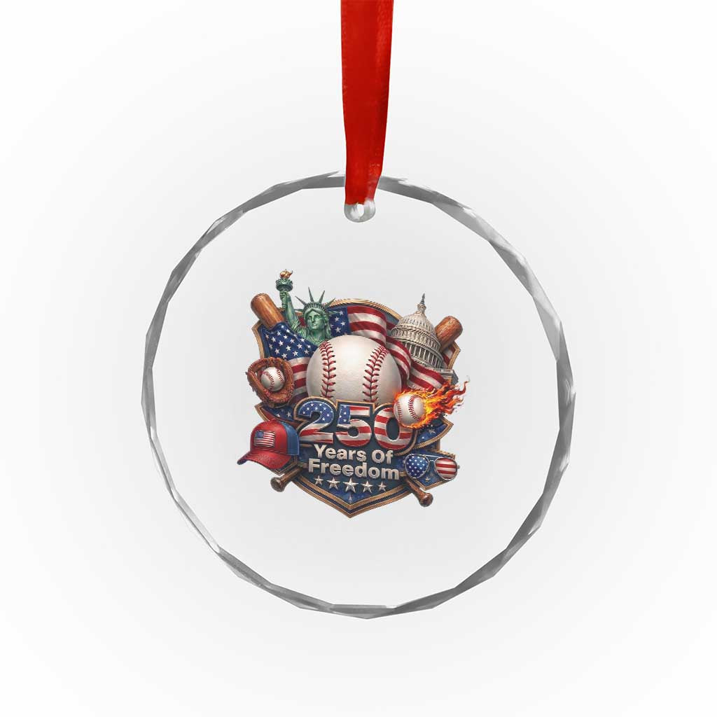 USA 250 Years Of Freedom Baseball Graphic Crystal Glass Ornament TS12 Print Your Wear