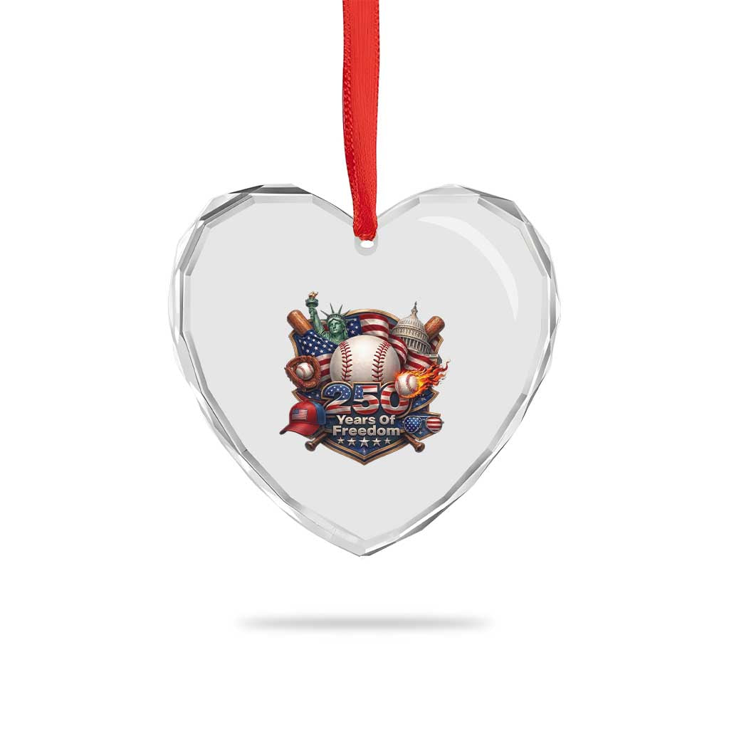 USA 250 Years Of Freedom Baseball Graphic Heart Crystal Glass Ornament TS12 Print Your Wear