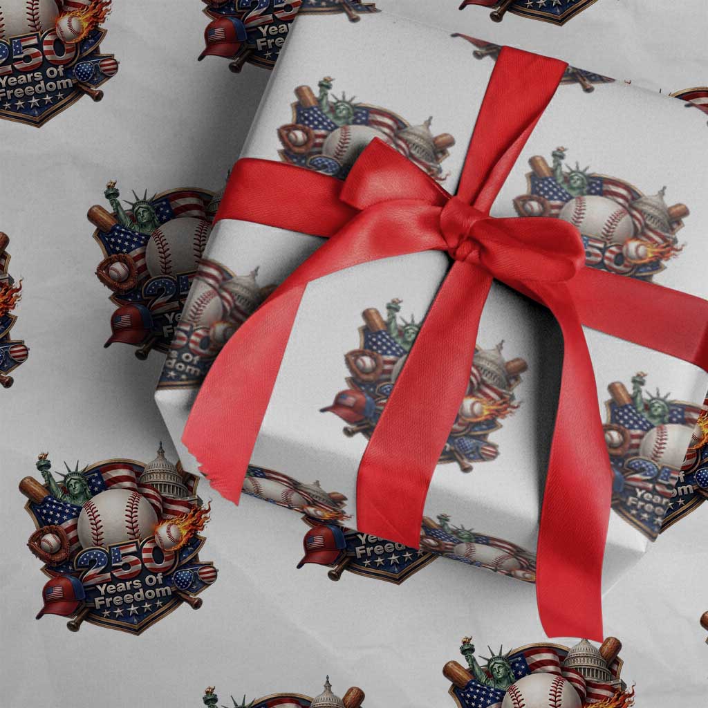 USA 250 Years Of Freedom Baseball Graphic Wrapping Paper Roll TS12 White Print Your Wear