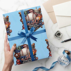 USA 250 Years Of Freedom Baseball Graphic Wrapping Paper Roll TS12 Light Blue Print Your Wear