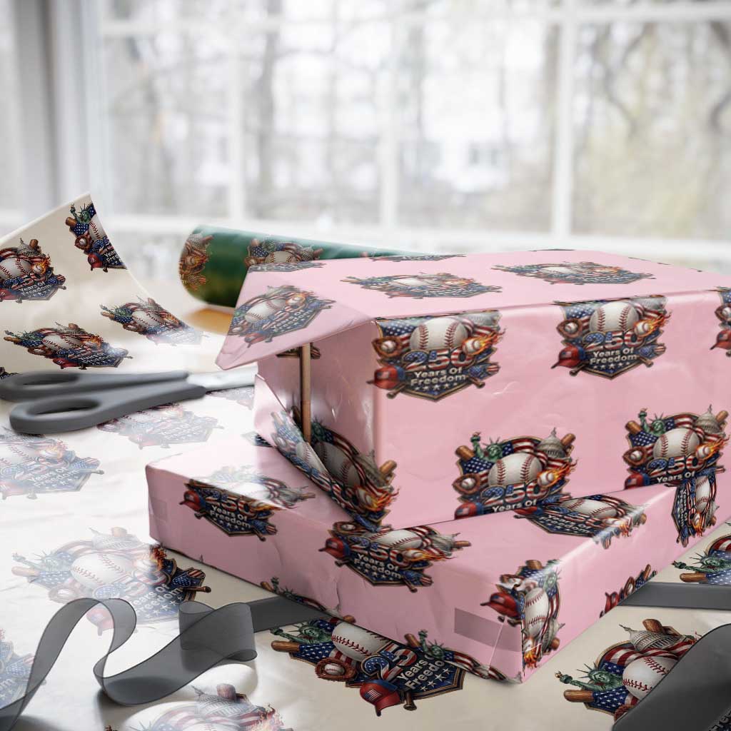 USA 250 Years Of Freedom Baseball Graphic Wrapping Paper Roll TS12 Light Pink Print Your Wear
