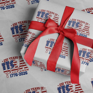 USA 250 Years Of Freedom Wrapping Paper Roll USA Independence 250th Anniversary 1776 2026 Patriotic Flag TS10 White Print Your Wear