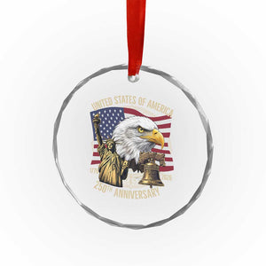 USA 250th Anniversary 1776 2026 4th of July Crystal Glass Ornament Patriotic Eagle Liberty Bell Statue of Liberty Graphic TS02 Print Your Wear