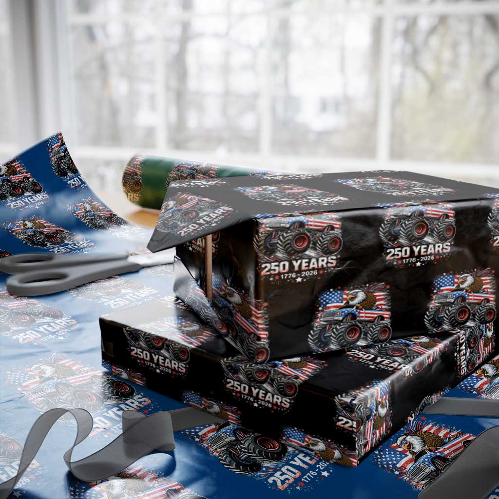 USA 250th Anniversary 250 Years 1776 2026 Monster Truck Eagle Wrapping Paper Roll TS11 Black Print Your Wear