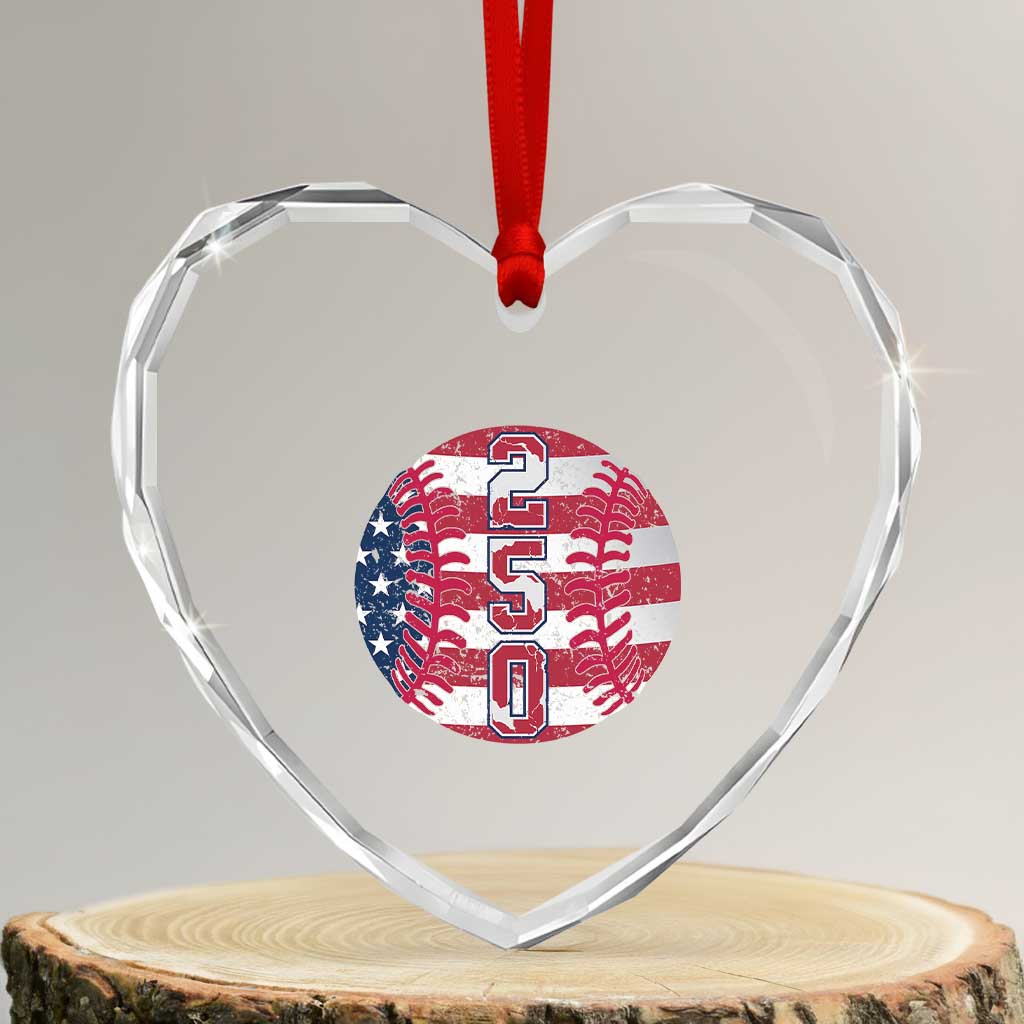 USA 250th Anniversary Baseball Heart Crystal Glass Ornament Patriotic Athlete Gift TS12 Transparent Glass 3'' Heart Print Your Wear