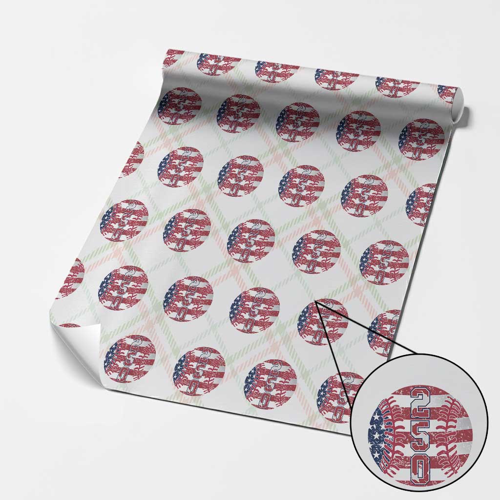 USA 250th Anniversary Baseball Wrapping Paper Roll Patriotic Athlete Gift TS12 Christmas Plaid Print Your Wear