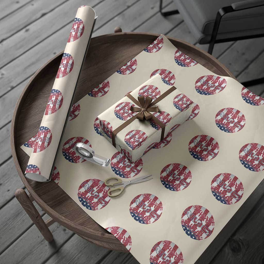 USA 250th Anniversary Baseball Wrapping Paper Roll Patriotic Athlete Gift TS12 Beige Print Your Wear