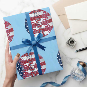 USA 250th Anniversary Baseball Wrapping Paper Roll Patriotic Athlete Gift TS12 Light Blue Print Your Wear