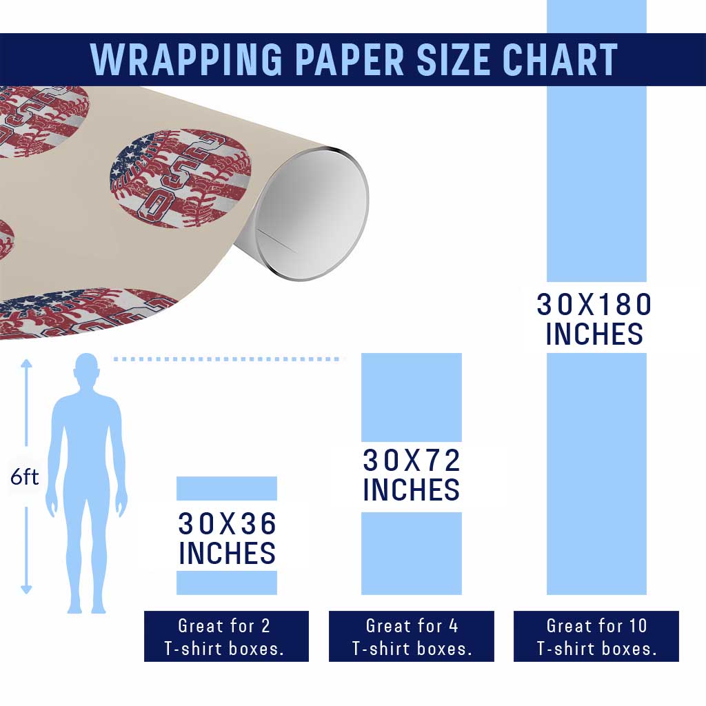 USA 250th Anniversary Baseball Wrapping Paper Roll Patriotic Athlete Gift TS12 Print Your Wear