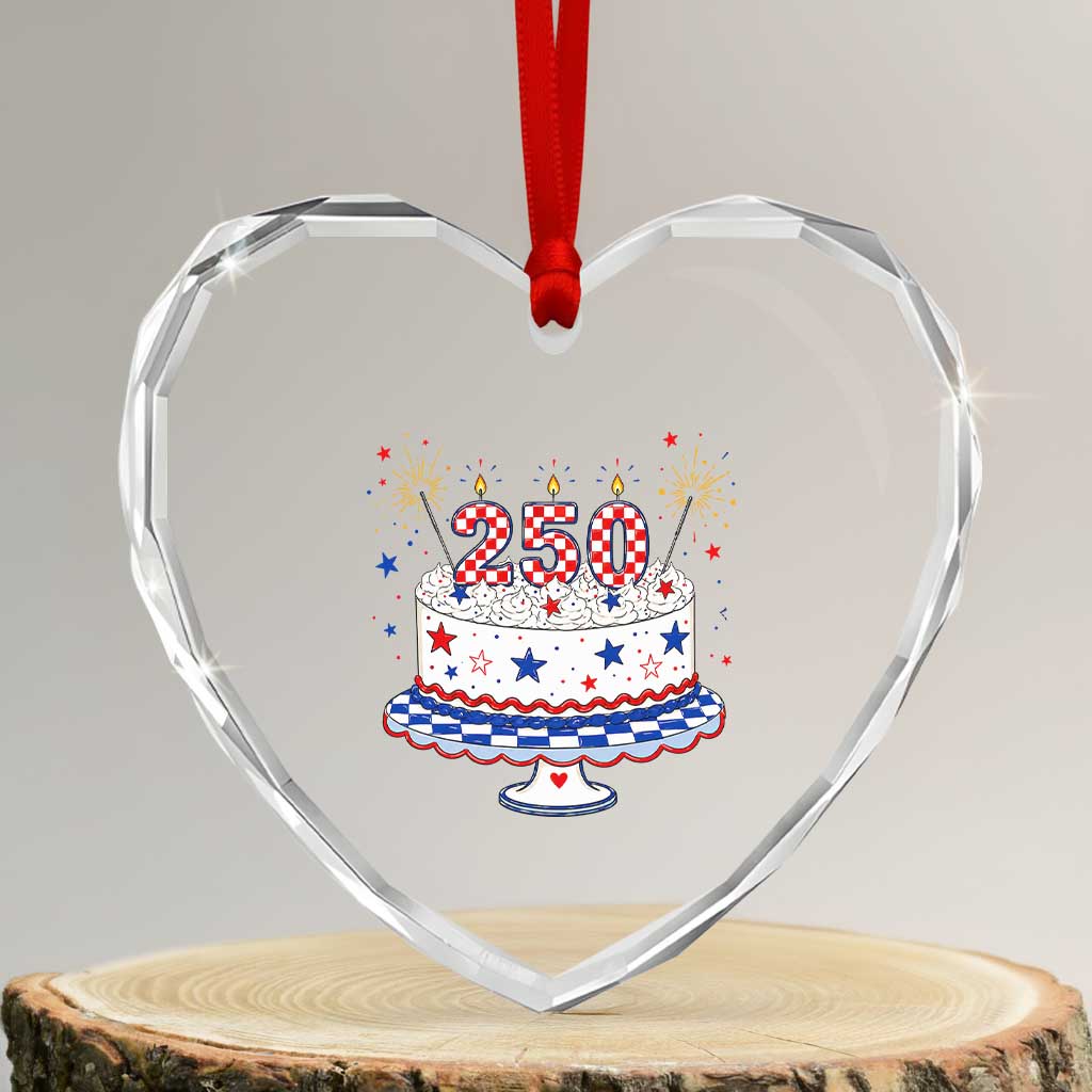 USA 250th Anniversary Birthday Cake Party Gift Heart Crystal Glass Ornament TS12 Transparent Glass 3'' Heart Print Your Wear