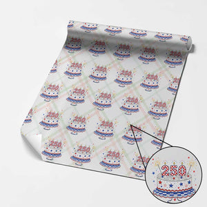 USA 250th Anniversary Birthday Cake Party Gift Wrapping Paper Roll