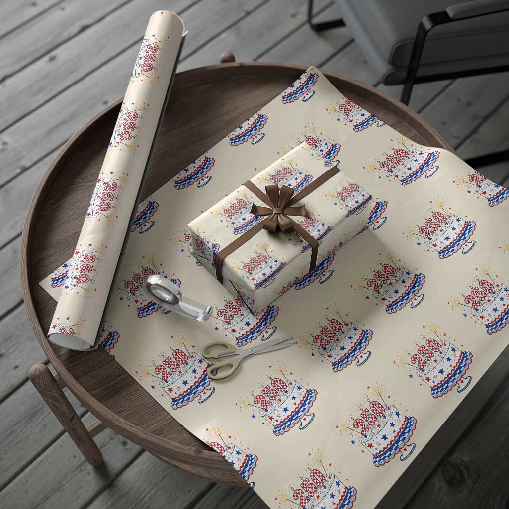 USA 250th Anniversary Birthday Cake Party Gift Wrapping Paper Roll