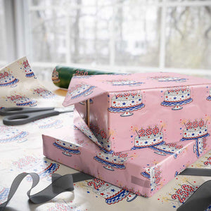 USA 250th Anniversary Birthday Cake Party Gift Wrapping Paper Roll