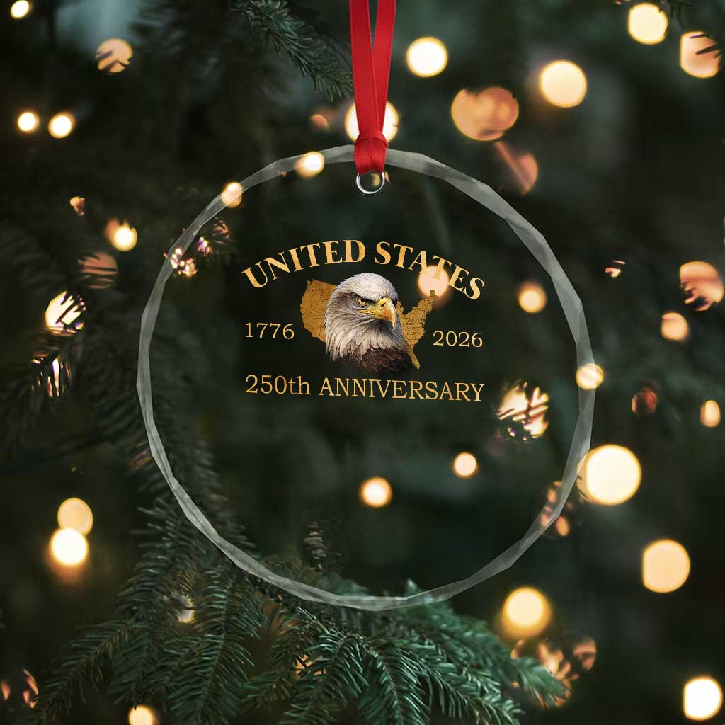 USA 250th Anniversary Crystal Glass Ornament American Map Patriotic 1776-2026 America 250 TS10 Print Your Wear