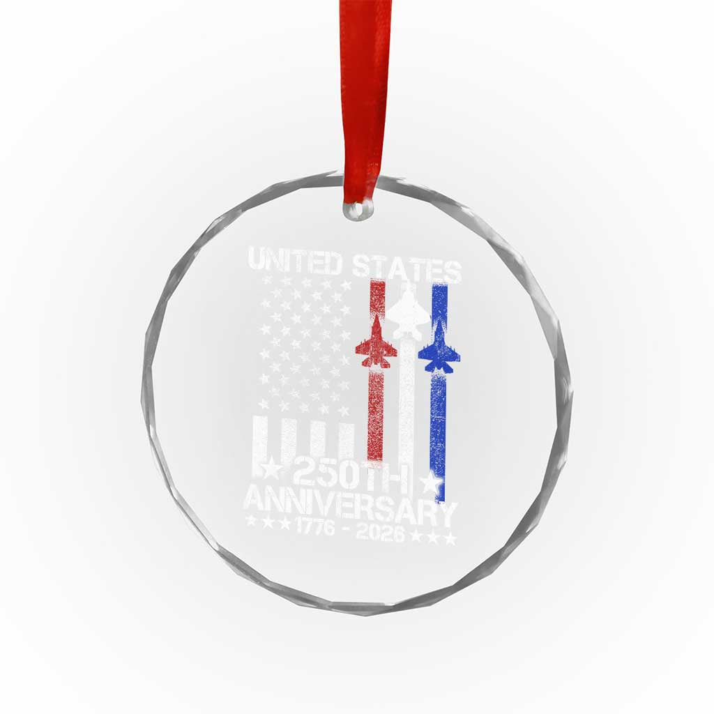 USA 250th Anniversary Crystal Glass Ornament Vintage American Flag Jets Semiquincentennial TS11 Print Your Wear