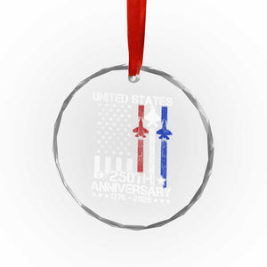 USA 250th Anniversary Crystal Glass Ornament Vintage American Flag Jets Semiquincentennial TS11 Print Your Wear