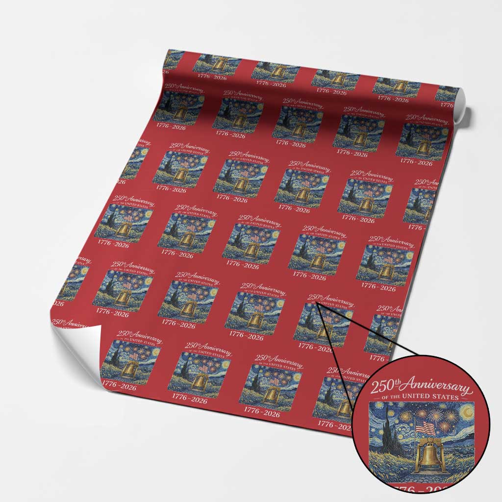 USA 250th Anniversary Wrapping Paper Roll Liberty Bell 17762026 Patriotic American Flag Starry Night TS14 Red Print Your Wear