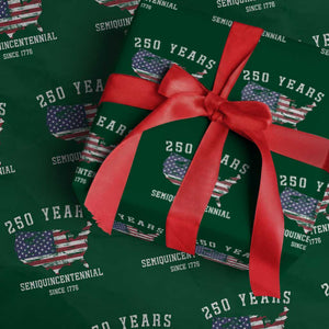 USA 250th Anniversary Wrapping Paper Roll United States Semiquincentennial 1776 2026 Patriotic Independence Day TS10 Green Print Your Wear