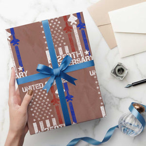 USA 250th Anniversary Wrapping Paper Roll Vintage American Flag Jets Semiquincentennial TS11 Mocha Print Your Wear