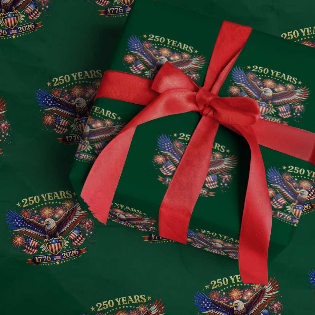 USA 250th Anniversary Eagle Wrapping Paper Roll 4th July Independence Day Patriotic USA Flag TS10 Green Print Your Wear