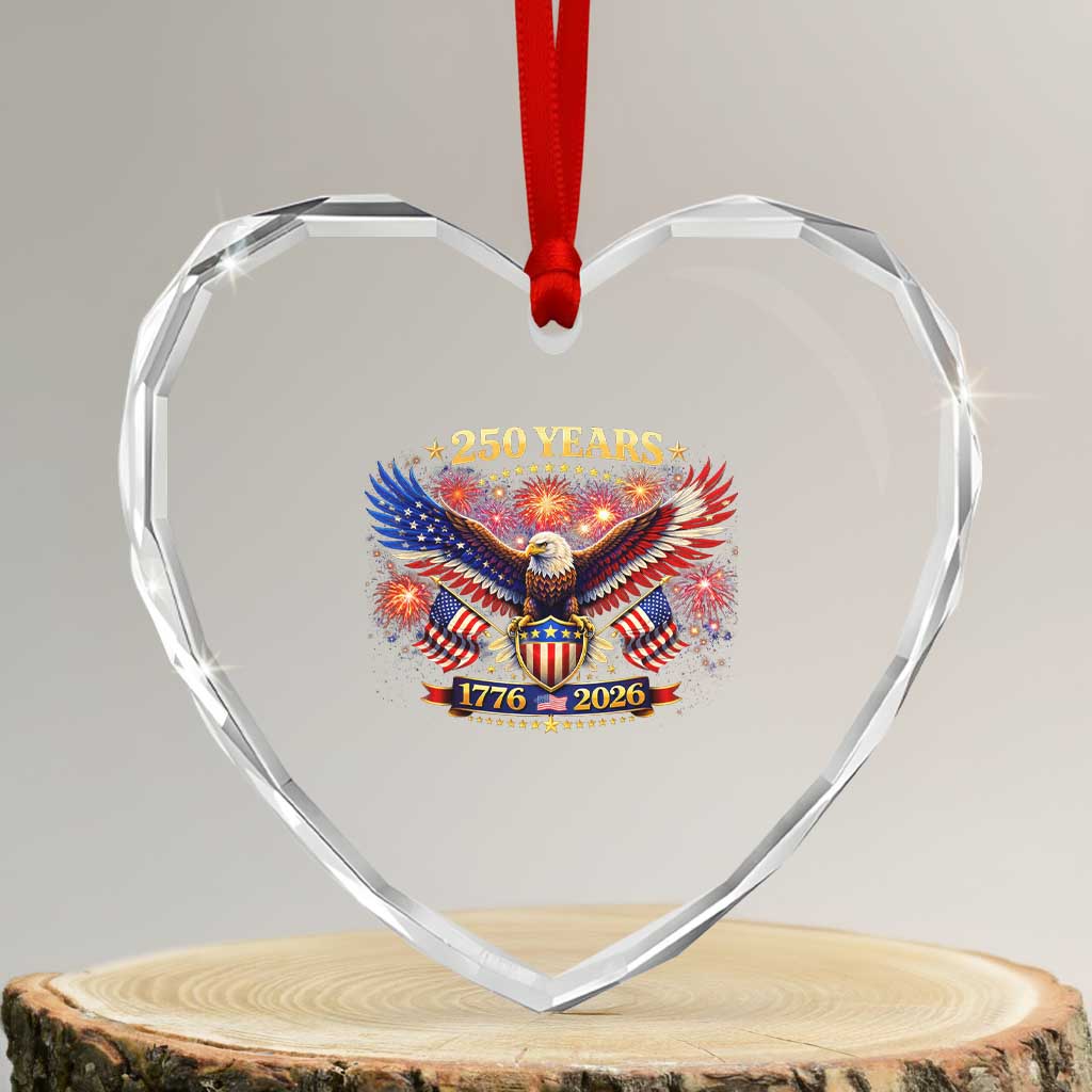 USA 250th Anniversary Eagle Heart Crystal Glass Ornament 4th July Independence Day Patriotic USA Flag TS10 Transparent Glass 3'' Heart Print Your Wear