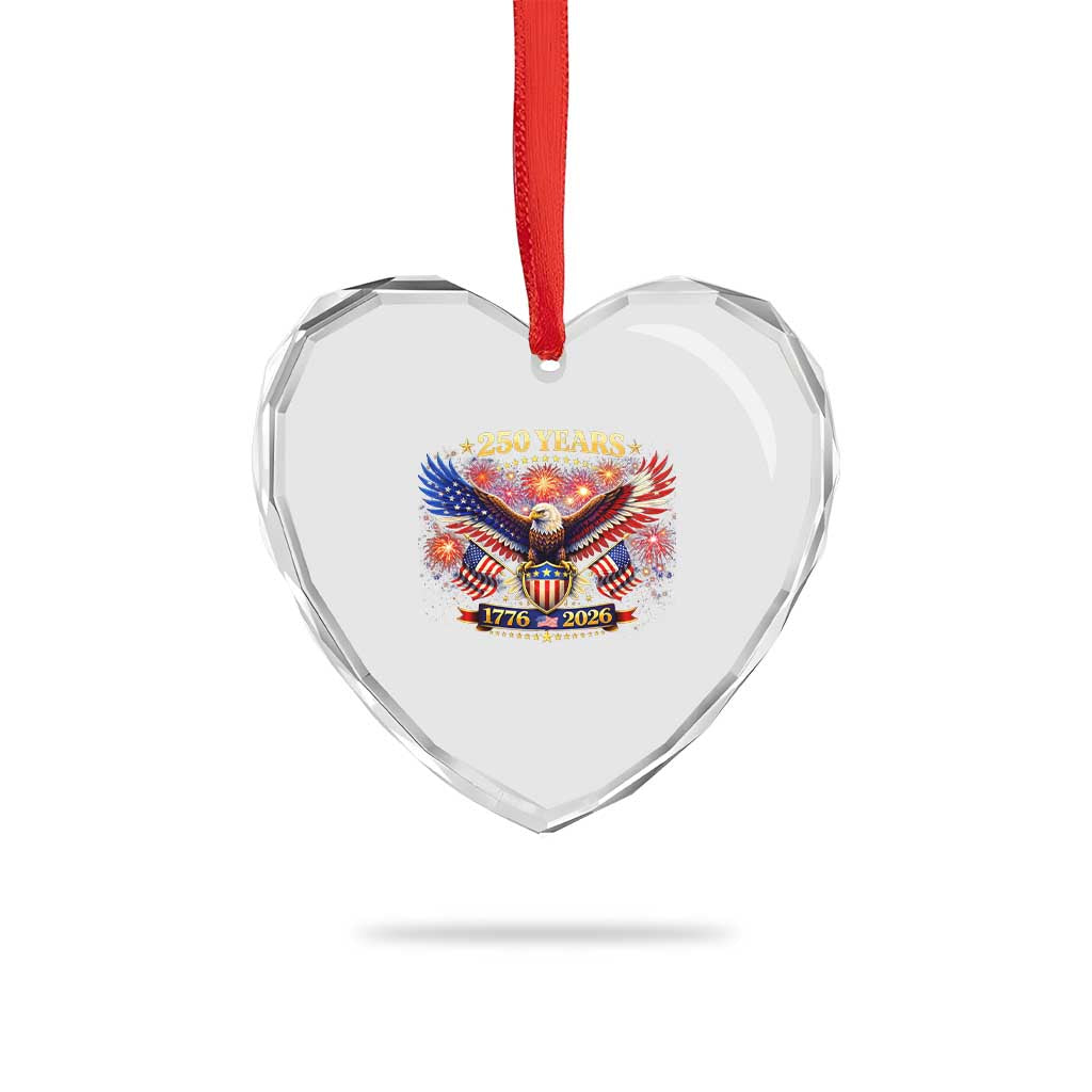 USA 250th Anniversary Eagle Heart Crystal Glass Ornament 4th July Independence Day Patriotic USA Flag TS10 Print Your Wear