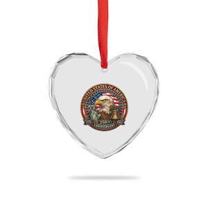 USA 250th Anniversary Emblem 1776 2026 Heart Crystal Glass Ornament Patriotic Seal with Bald Eagle Liberty Bell Statue of Liberty TS02 Print Your Wear
