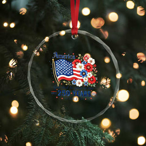 USA 250th Anniversary Flag Floral Graphic Crystal Glass Ornament 250 Years America Patriot 4th of July Patriotism Gift TS10 Print Your Wear