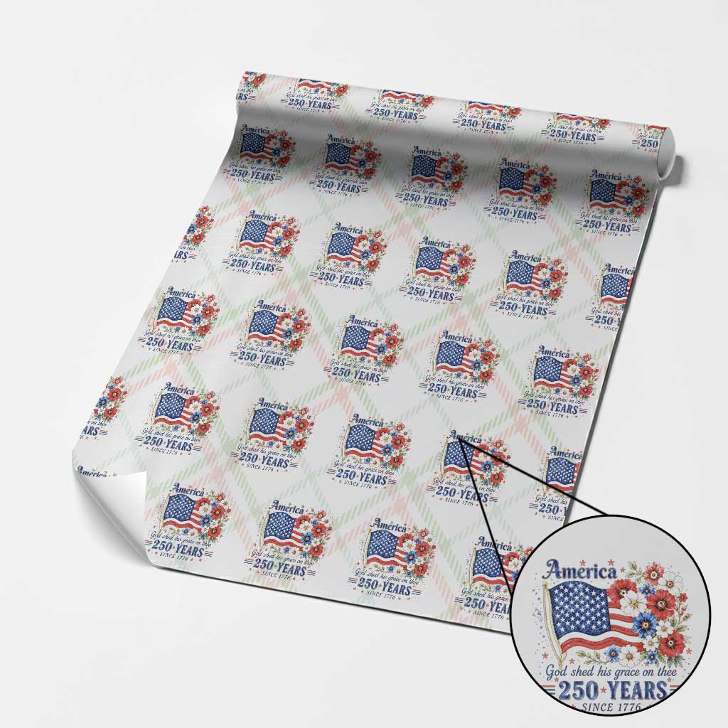 USA 250th Anniversary Flag Floral Graphic Wrapping Paper Roll 250 Years America Patriot 4th of July Patriotism Gift TS10 Christmas Plaid Print Your Wear