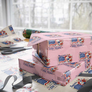USA 250th Anniversary Flag Floral Graphic Wrapping Paper Roll 250 Years America Patriot 4th of July Patriotism Gift TS10 Light Pink Print Your Wear