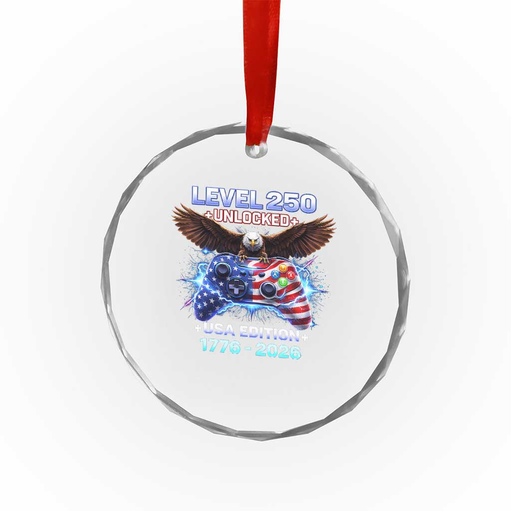 USA 250th Anniversary Gamer Crystal Glass Ornament Level 250 USA Edition 1776 2026 Bald Eagle TS11 Print Your Wear