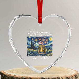 USA 250th Anniversary Heart Crystal Glass Ornament Liberty Bell 17762026 Patriotic American Flag Starry Night TS14 Transparent Glass 3'' Heart Print Your Wear