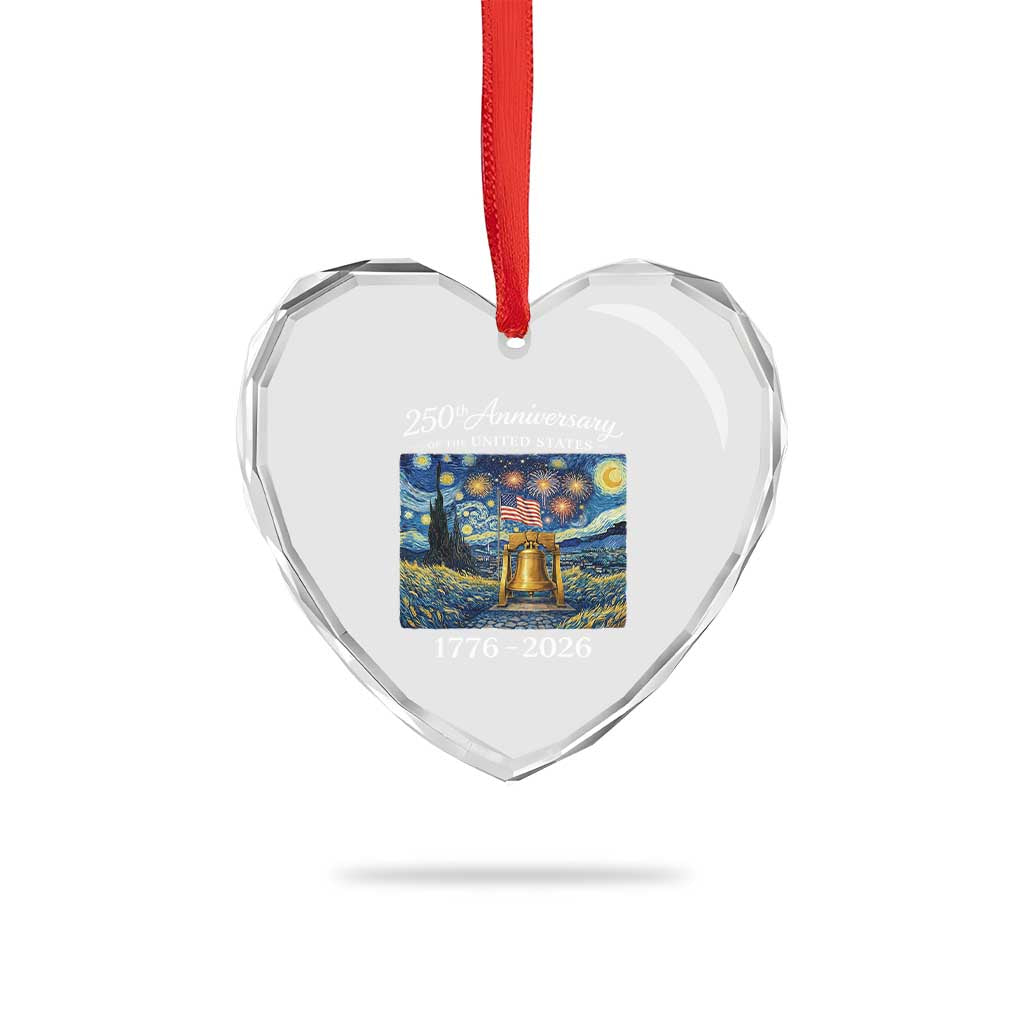 USA 250th Anniversary Heart Crystal Glass Ornament Liberty Bell 17762026 Patriotic American Flag Starry Night TS14 Print Your Wear