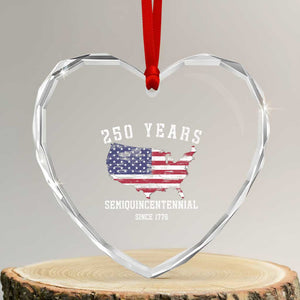 USA 250th Anniversary Heart Crystal Glass Ornament United States Semiquincentennial 1776 2026 Patriotic Independence Day TS10 Transparent Glass 3'' Heart Print Your Wear