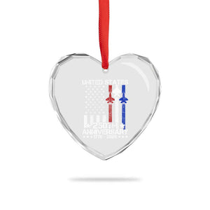 USA 250th Anniversary Heart Crystal Glass Ornament Vintage American Flag Jets Semiquincentennial TS11 Print Your Wear