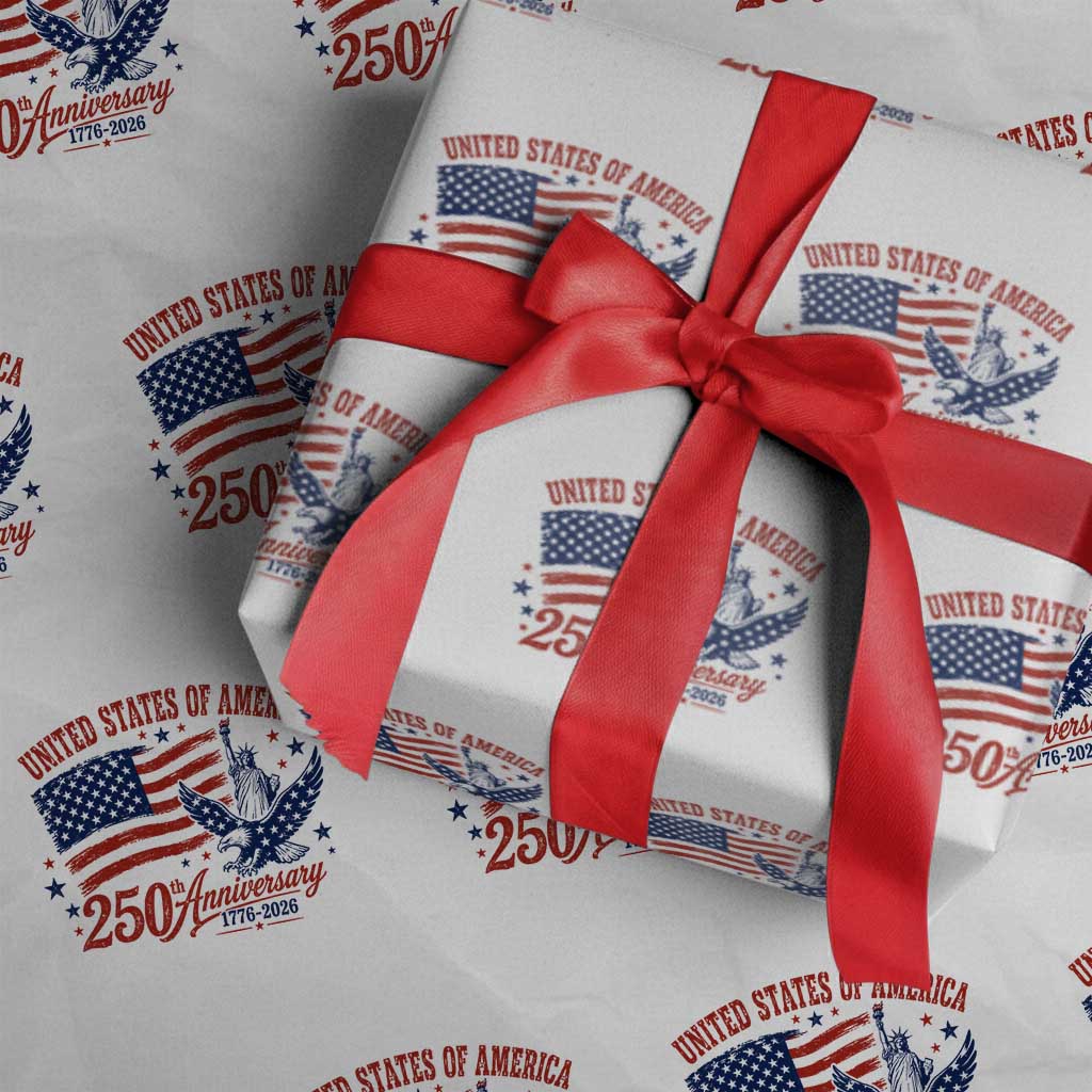 USA 250th Anniversary Wrapping Paper Roll Land Of The Free USA Patriotic 1776 2026 Statue Of Liberty Eagle Flag TS10 White Print Your Wear