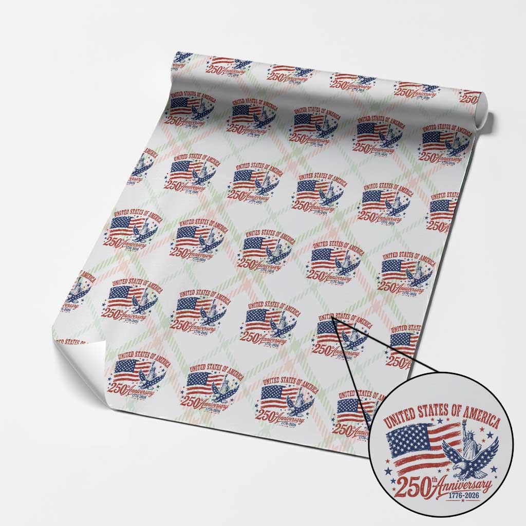 USA 250th Anniversary Wrapping Paper Roll Land Of The Free USA Patriotic 1776 2026 Statue Of Liberty Eagle Flag TS10 Christmas Plaid Print Your Wear