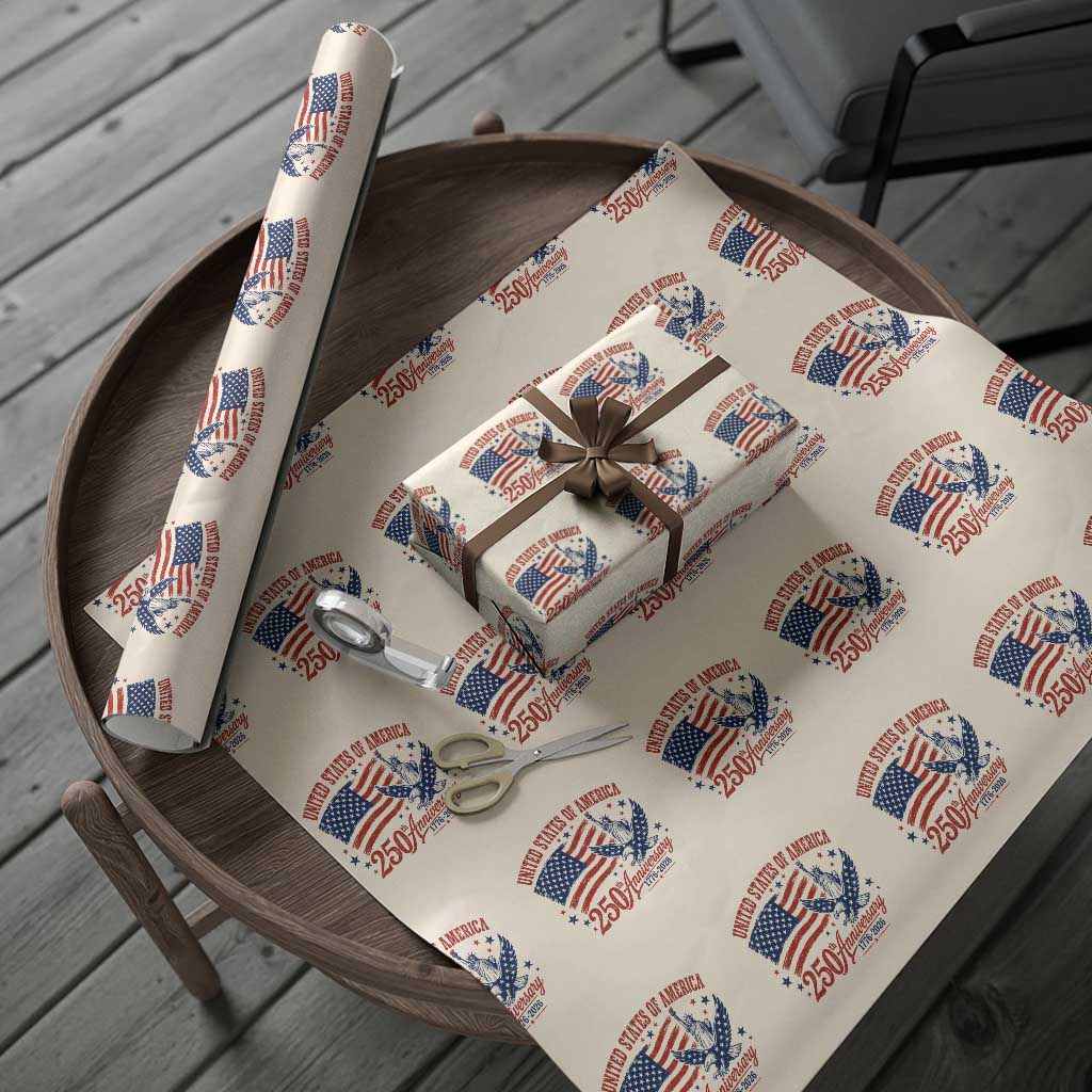 USA 250th Anniversary Wrapping Paper Roll Land Of The Free USA Patriotic 1776 2026 Statue Of Liberty Eagle Flag TS10 Beige Print Your Wear