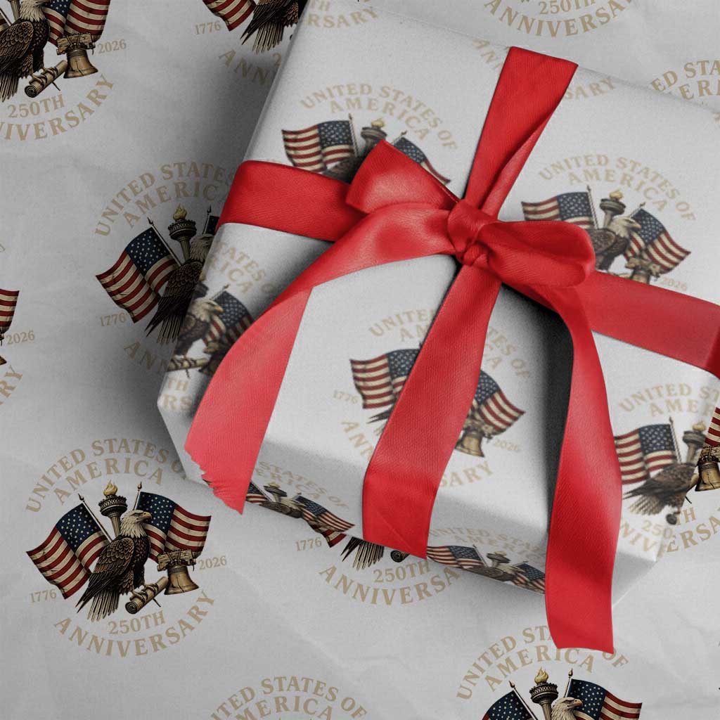 USA 250th Anniversary Wrapping Paper Roll Vintage Eagle US Flag Independence Day 4th July Patriotic TS10 White Print Your Wear