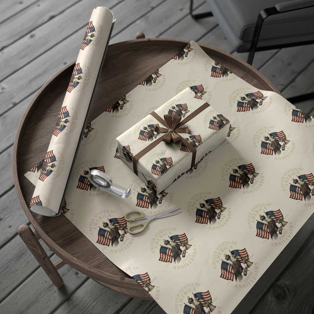 USA 250th Anniversary Wrapping Paper Roll Vintage Eagle US Flag Independence Day 4th July Patriotic TS10 Beige Print Your Wear